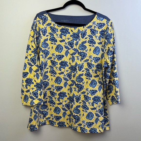 Talbots Sunny floral back button three-quarter inch sleeve blouse. Size 3X. EUC. - Picture 1 of 5